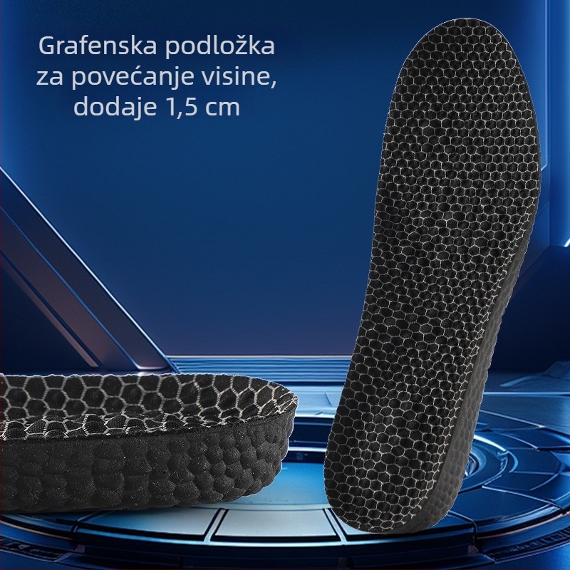 Stelke s grafenom za podizanje luka stopala i masažu, za muškarce i žene, PU+grafen, visokoelastično apsorpcija šokova, dezodorizirajuće i upijaju znoj, cijela uložak