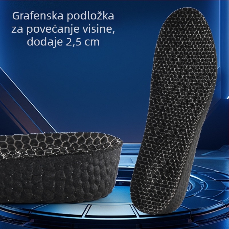Stelke s grafenom za podizanje luka stopala i masažu, za muškarce i žene, PU+grafen, visokoelastično apsorpcija šokova, dezodorizirajuće i upijaju znoj, cijela uložak