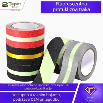 Svjetleća protuklizna traka za stepenice: snažno ljepilo, otporna na habanje, PVC osnova, akrilno ljepilo, prilagodljiva debljina, -20°C do 80°C