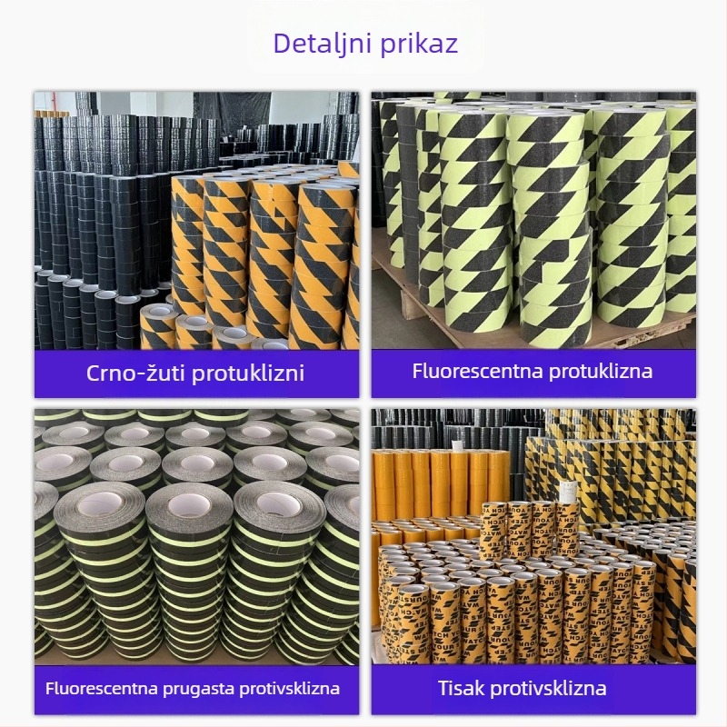 Svjetleća protuklizna traka za stepenice: snažno ljepilo, otporna na habanje, PVC osnova, akrilno ljepilo, prilagodljiva debljina, -20°C do 80°C