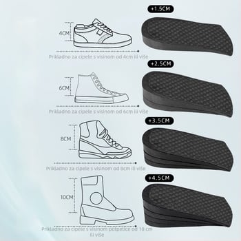 Poluvložak za povećanje visine – PVC, prozračan, apsorpcija šokova, unisex, za tenisice, cipele i običnu obuću