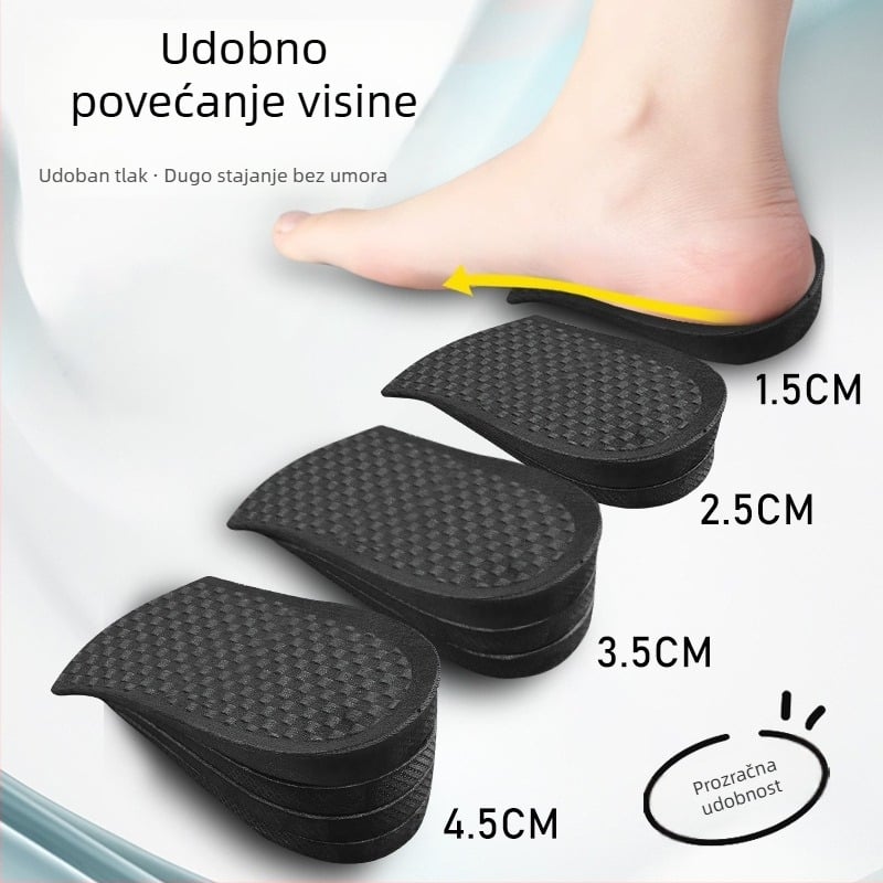 Poluvložak za povećanje visine – PVC, prozračan, apsorpcija šokova, unisex, za tenisice, cipele i običnu obuću