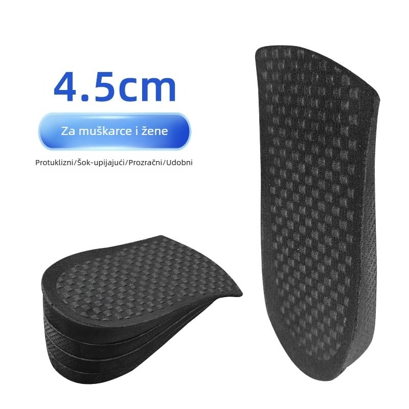 Poluvložak za povećanje visine – PVC, prozračan, apsorpcija šokova, unisex, za tenisice, cipele i običnu obuću