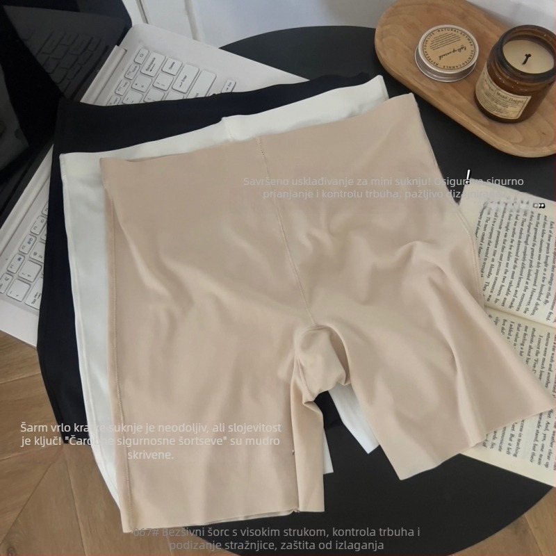 Ženske sigurnosne hlače s visokim strukom, Ice Silk tkanina, najlon 81,2%, podstava za preponsko područje 100% pamuk, dizajn 2-u-1