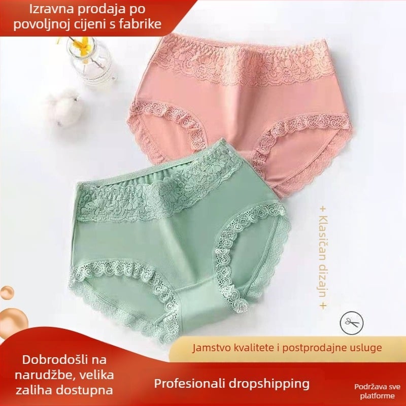 Ženske gaćice s srednjim porastom od pamuka – prozračne, antibakterijske, pleteni materijal, podstava prepona 100% pamuk