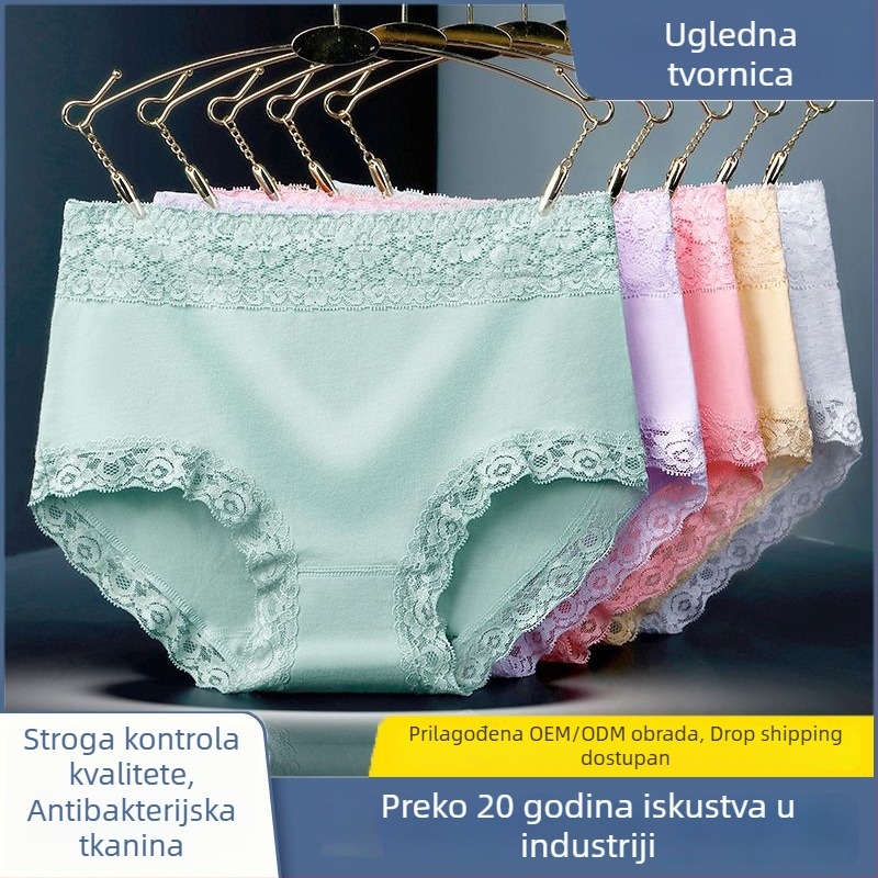 Ženske gaćice s srednjim porastom od pamuka – prozračne, antibakterijske, pleteni materijal, podstava prepona 100% pamuk