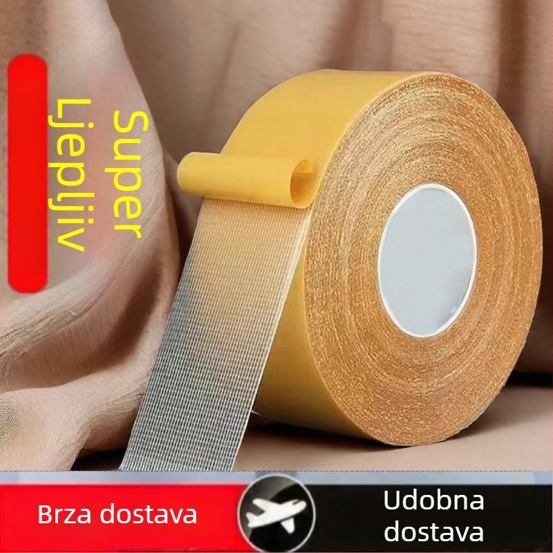 Tkaninska dvostrana ljepiljiva traka s visokom adhezijom i protukliznom podlogom, za podove i tapete; pričvršćivanje ljepilom