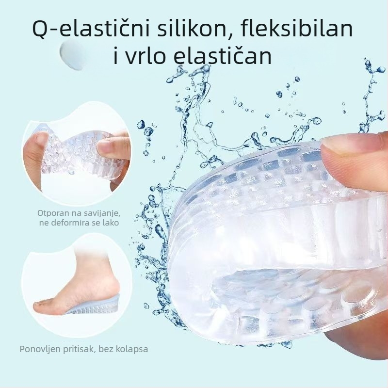 Silikonski uložak za povećanje visine – prozirni višeslojni polučeljek, unisex odrasli, pogodan za sportske, kožne i čizme
