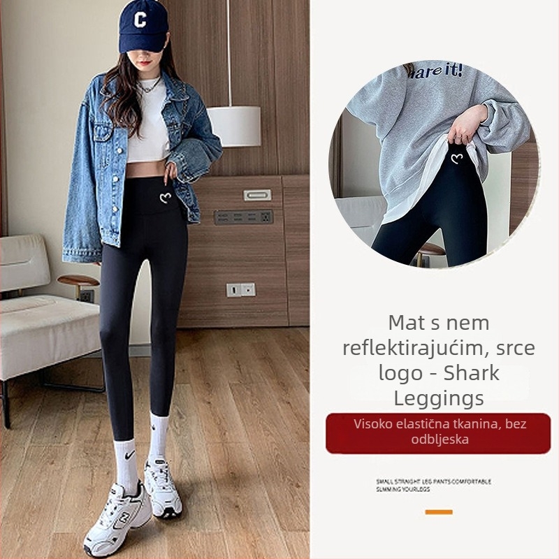 Ženske legice Shark Skin, 3/4 duljine, crne, uskog kroja, lagane i dišuće joga hlače
