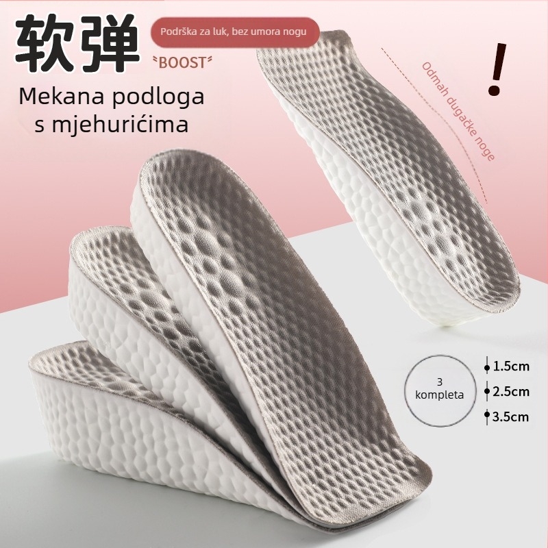 Uložak za povećanje visine s jastučićem od sedam točaka i potporom luka, polovični ulošak, PU i tkanina, unisex