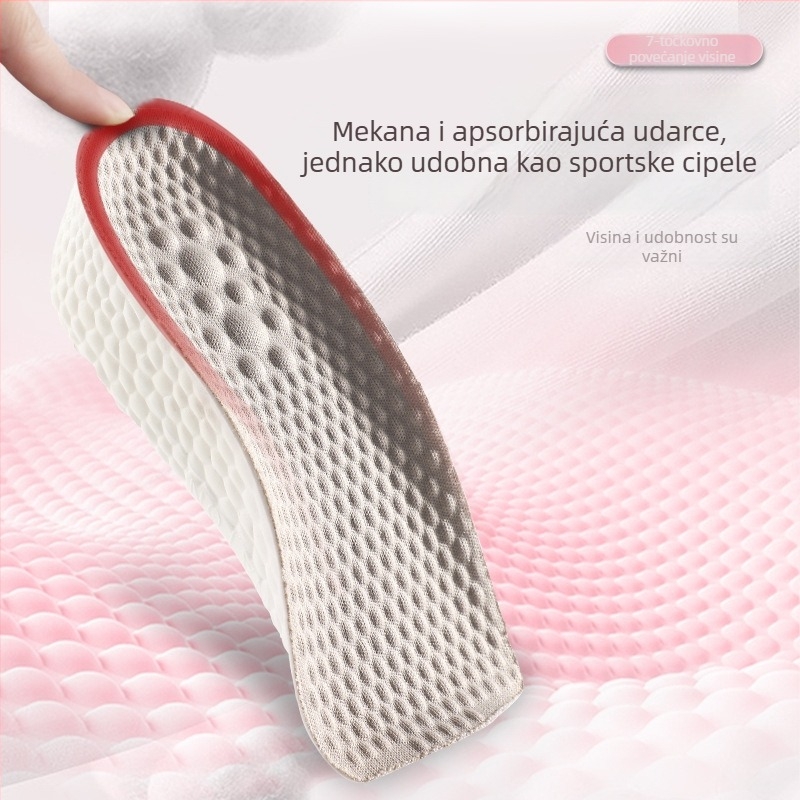 Uložak za povećanje visine s jastučićem od sedam točaka i potporom luka, polovični ulošak, PU i tkanina, unisex