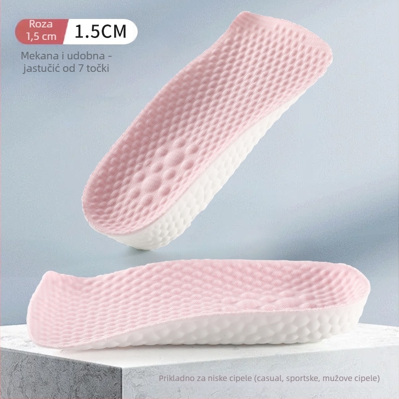 Uložak za povećanje visine s jastučićem od sedam točaka i potporom luka, polovični ulošak, PU i tkanina, unisex