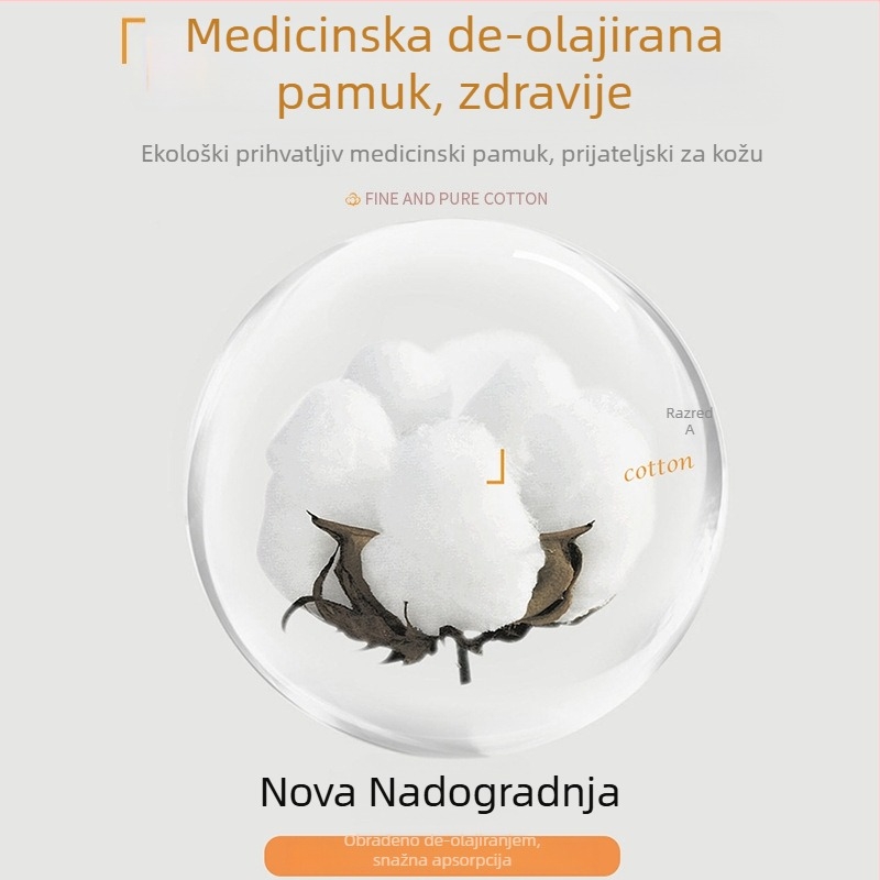 Damske donje rublje od pamuka medicinske klase A, srednji dio struka, antibakterijski 7A, produženi trokutasti preklop, 3–4 para