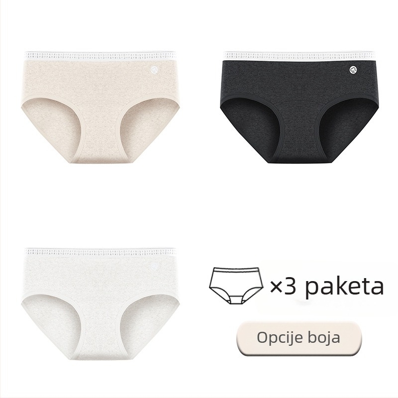 Damske donje rublje od pamuka medicinske klase A, srednji dio struka, antibakterijski 7A, produženi trokutasti preklop, 3–4 para