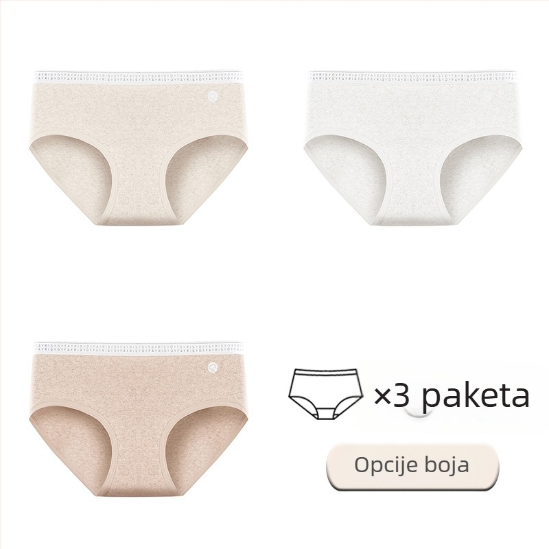 Damske donje rublje od pamuka medicinske klase A, srednji dio struka, antibakterijski 7A, produženi trokutasti preklop, 3–4 para
