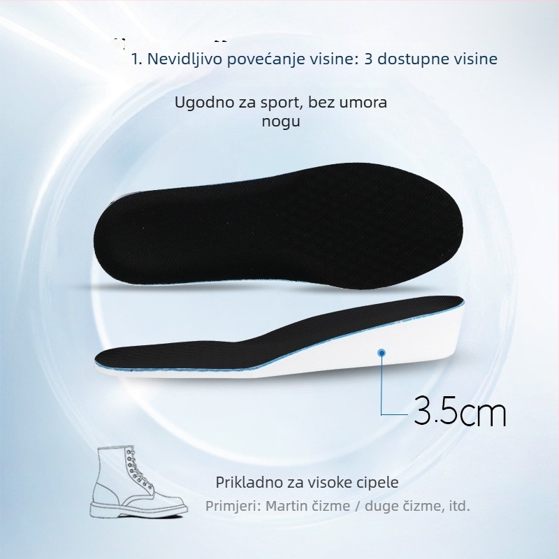 Nevidljiva uložak za povećanje visine s skrivenim petom, EVA, cijeli uložak, za muškarce i žene