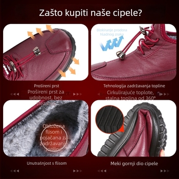 Ženske zimske pamučne cipele s fleec podstavom, vodootporne, protuklizna PU potplat, srednje visine, elastični pojas