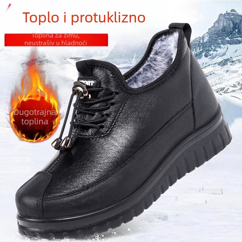 Ženske zimske pamučne cipele s fleec podstavom, vodootporne, protuklizna PU potplat, srednje visine, elastični pojas