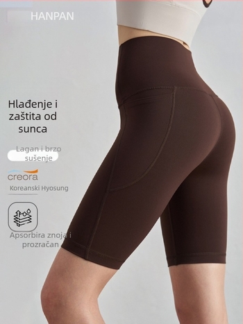 Capri joga hlače za žene, visokim strukom i podizanjem stražnjice, lagane, odvode vlagu, od najlona