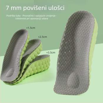 Masirajući ulošak za muškarce i žene, nevidljiva podstava luka, prozračni PU materijal, unutarnja visina 1.5/2.5/3.5 cm