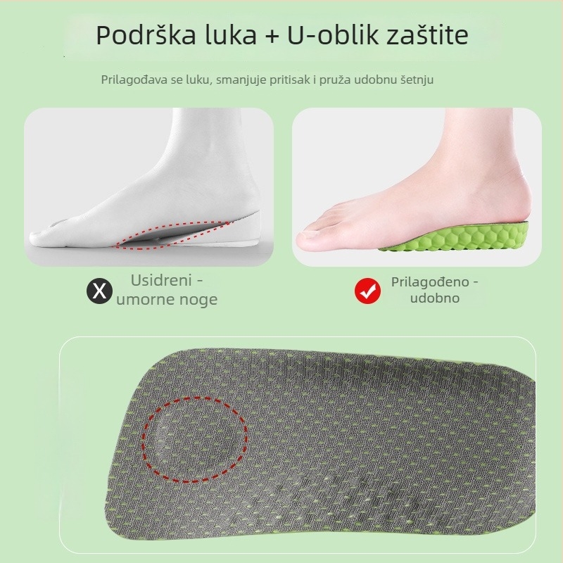 Masirajući ulošak za muškarce i žene, nevidljiva podstava luka, prozračni PU materijal, unutarnja visina 1.5/2.5/3.5 cm