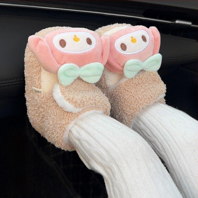 Cipele za bebe zimske: gornji dio od velura, gumena tabanica, debeli, protuklizni, zadržavaju toplinu, uzorak crtića, za 6–12 mjeseci