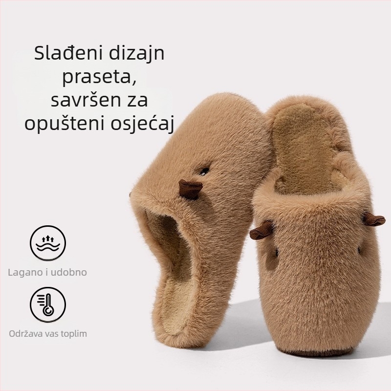 Alice ženske papuče od nubuka s EVA potplatom, podstava od umjetne krznene, debljina potplata 3–5 cm, injekcijski oblikovana potplata, protuklizne.