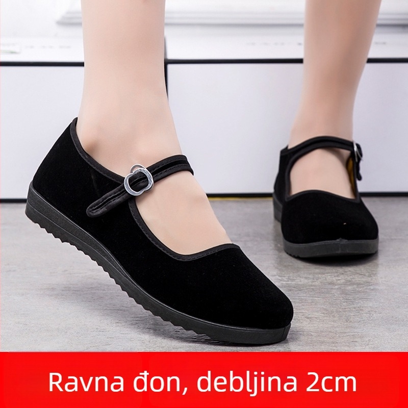 Ženske platnene cipele ručno izvezene s gornjim dijelom od velura, ravna peta, kopča, prozračan za svakodnevno nošenje