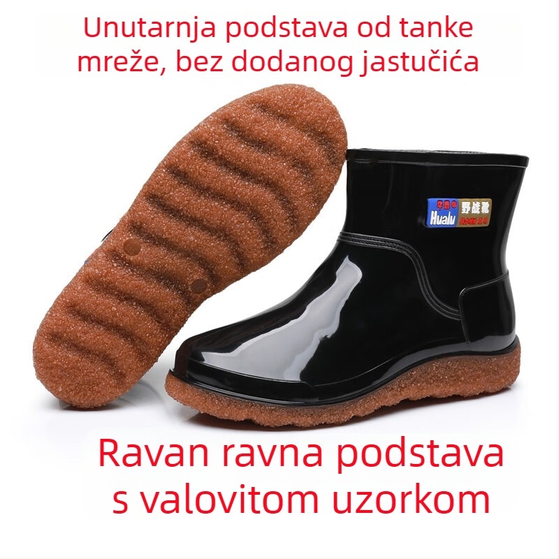 Muške gumene čizme za kišu, vodootporne, niskog profila, lagane, s protukliznom potplatom