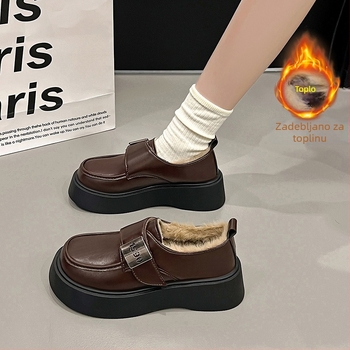 Loafers od super vlakana, okrugli vrh, platforma potpetice 3-5 cm, Kick zatvaranje