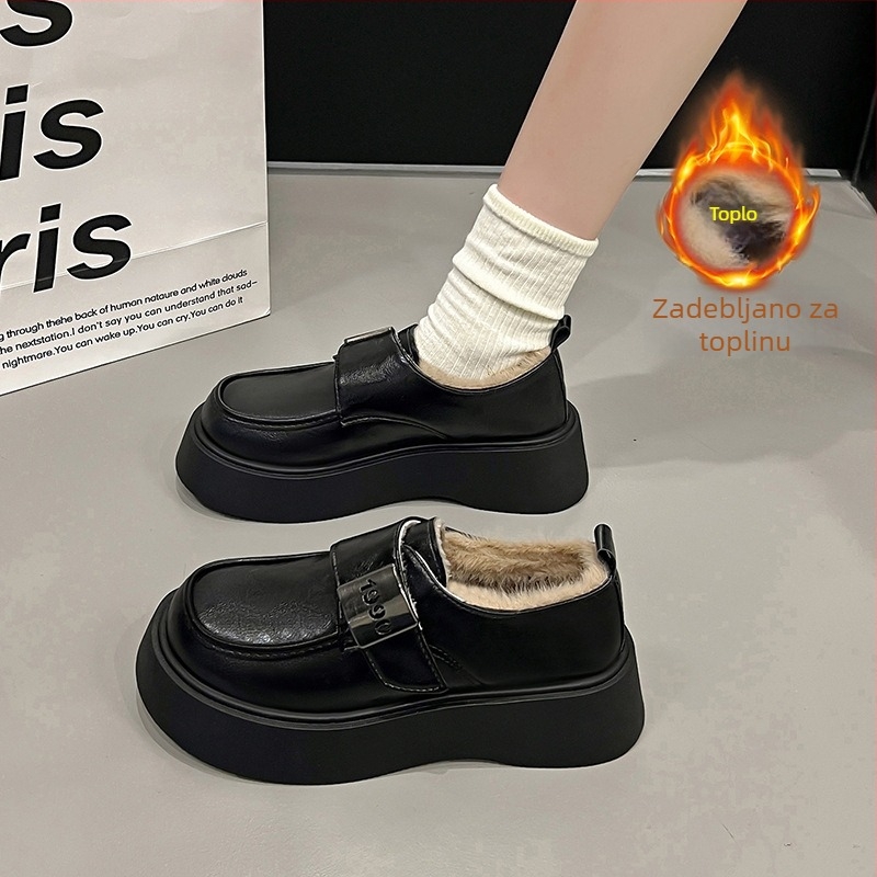 Loafers od super vlakana, okrugli vrh, platforma potpetice 3-5 cm, Kick zatvaranje