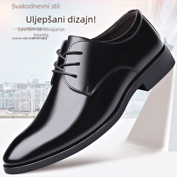 Kožne cipele za muškarce srednje dobi (40–60) – gornji dio od mikrovlakana, gumeni đon, zaobljeni nos, prozračne