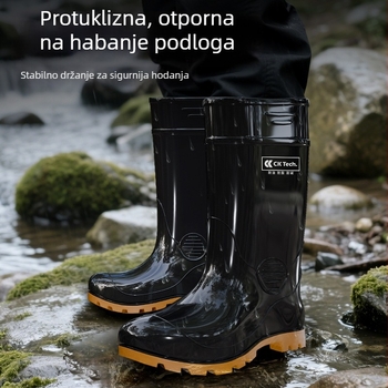 PVC visoke radne rudarske čizme za kišu — protuklizne, vodootporne (PVC; visoke; industrijska rudarska namjena; protuklizne; vodootporne)