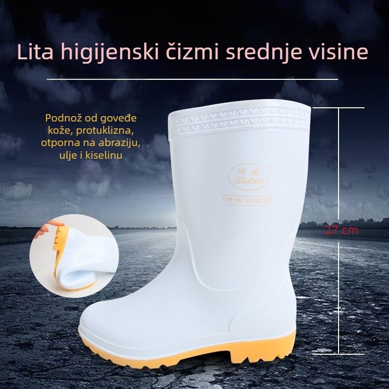 Sanitarne cipele za prehrambenu industriju – protuklizne, otporne na ulje i kemikalije, PVC (Marka: Tianjin Lita)