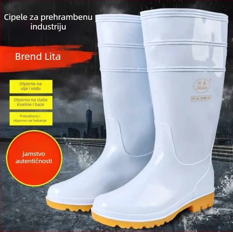 Sanitarne cipele za prehrambenu industriju – protuklizne, otporne na ulje i kemikalije, PVC (Marka: Tianjin Lita)