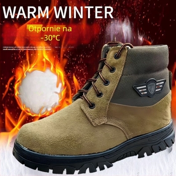 Zimske muške visoke čizme za snijeg - protuklizna potplata, tople, otporne na habanje, gornji dio telećeg velura, gumena potplat