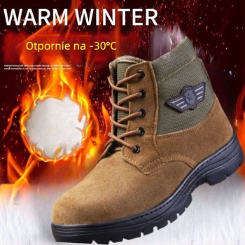 Zimske muške visoke čizme za snijeg - protuklizna potplata, tople, otporne na habanje, gornji dio telećeg velura, gumena potplat