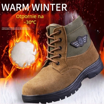 Zimske muške visoke čizme za snijeg - protuklizna potplata, tople, otporne na habanje, gornji dio telećeg velura, gumena potplat
