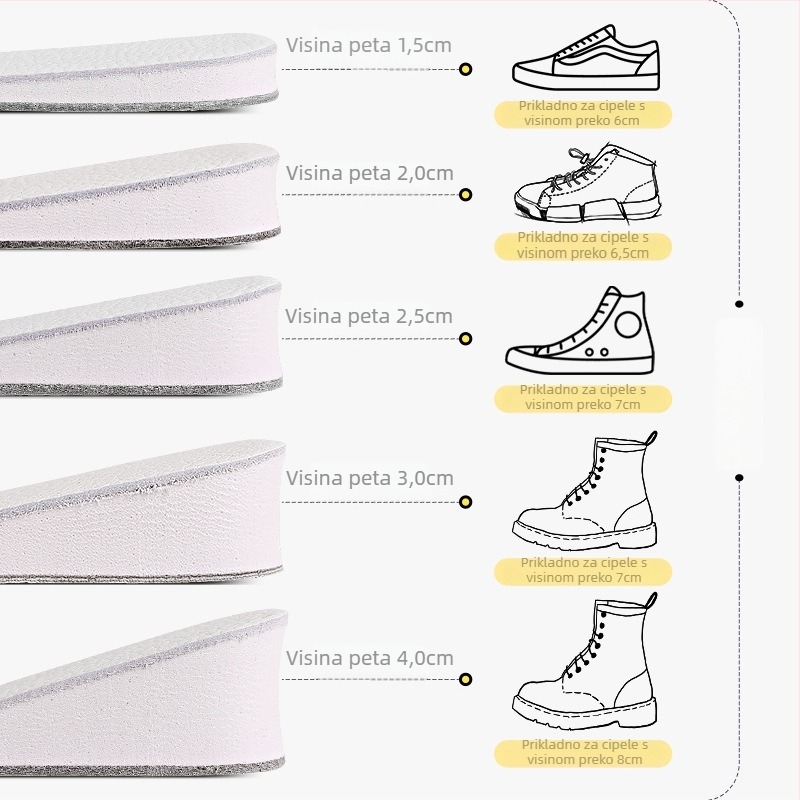 Kožna uloška za cipele – puna podloga, povećana visina, cijeli ulošak, unisex, model 004