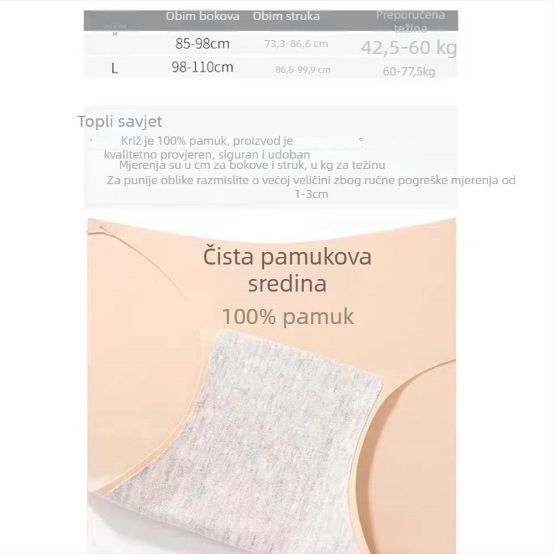 Ženske gaćice srednjeg pojasa, prozračne, glatka tkanina, podstava od viskoze 95–100%, jednobojne