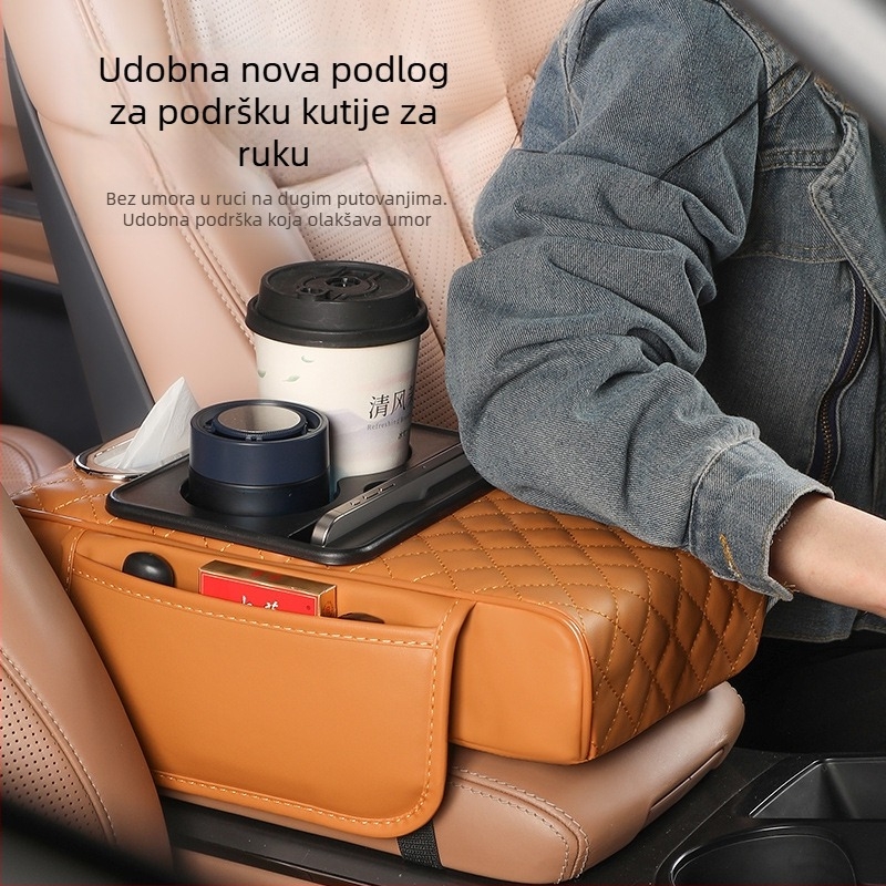 Univerzalna podloga za naslon za ruke automobila s pretincem za pohranu i kutijom za maramice – Koža, Fast too
