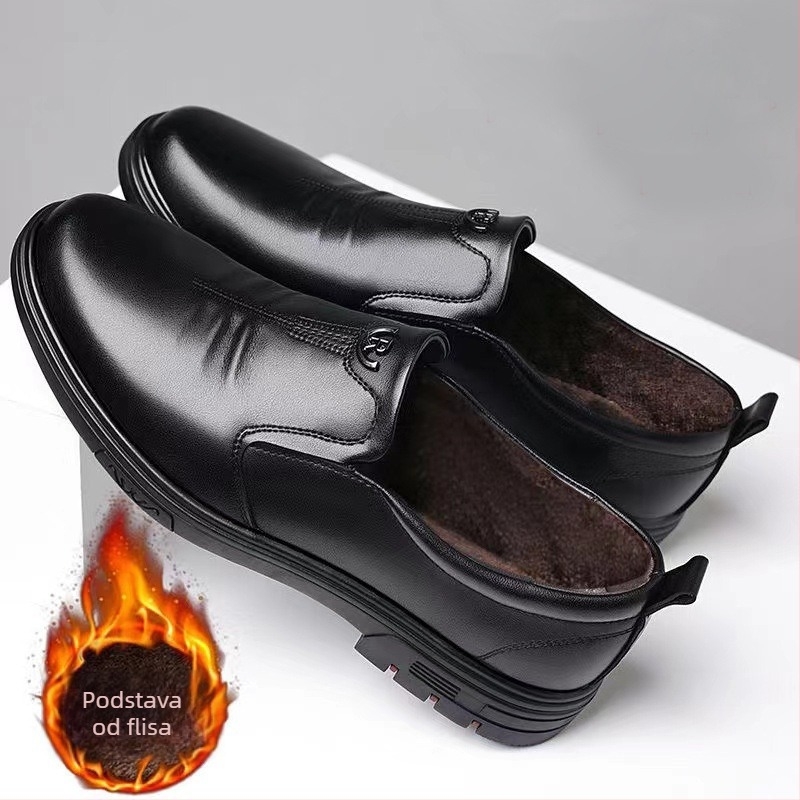 Muške kožne slip-on loaferice - prozračnost, kontrola mirisa, otporne na habanje, ublažavanje udaraca (okrugli vrh; niski pet 1–3 cm; gumeni đon; bez vezica)