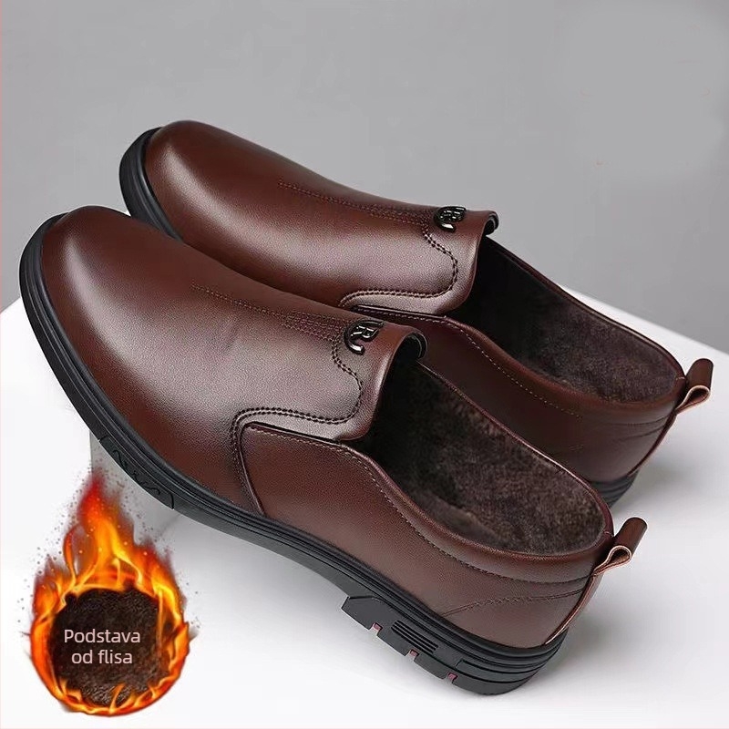 Muške kožne slip-on loaferice - prozračnost, kontrola mirisa, otporne na habanje, ublažavanje udaraca (okrugli vrh; niski pet 1–3 cm; gumeni đon; bez vezica)