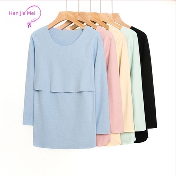 Top za trudnoću i dojenje, s dugim rukavima, pleteni materijal 70% acetat vlakna, zimska 2024 kolekcija