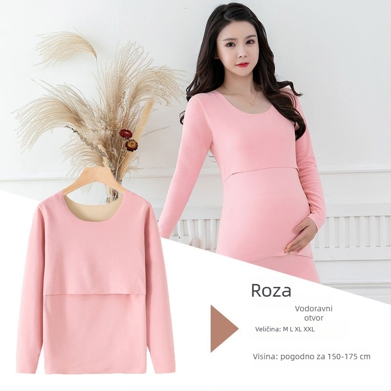 Top za trudnoću i dojenje, s dugim rukavima, pleteni materijal 70% acetat vlakna, zimska 2024 kolekcija