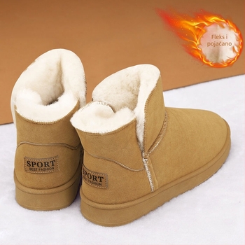 Zimske čizme za snijeg s flis podstavom, unutrašnjost od ovčje vune, gornji dio od nubuka, gumena potplat, protuklizne za zimu