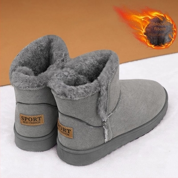 Zimske čizme za snijeg s flis podstavom, unutrašnjost od ovčje vune, gornji dio od nubuka, gumena potplat, protuklizne za zimu