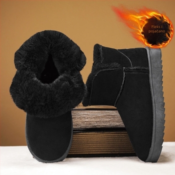 Zimske čizme za snijeg s flis podstavom, unutrašnjost od ovčje vune, gornji dio od nubuka, gumena potplat, protuklizne za zimu