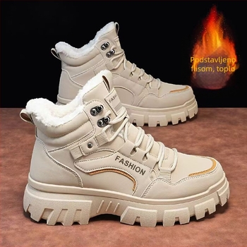 Zimske muške Martin čizme – protuklizne, s umjetnim krznom iznutra, PU gornji dio, PVC potplat, zimska udobnost (PU gornji dio; PVC potplat; umjetno krzno iznutra; zimsko korištenje; protuklizne)