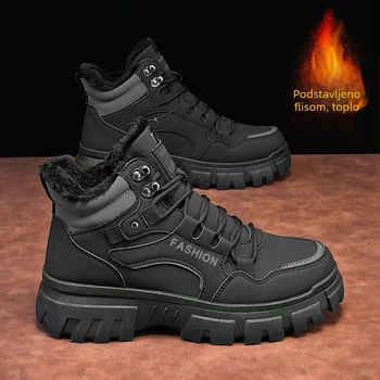 Zimske muške Martin čizme – protuklizne, s umjetnim krznom iznutra, PU gornji dio, PVC potplat, zimska udobnost (PU gornji dio; PVC potplat; umjetno krzno iznutra; zimsko korištenje; protuklizne)